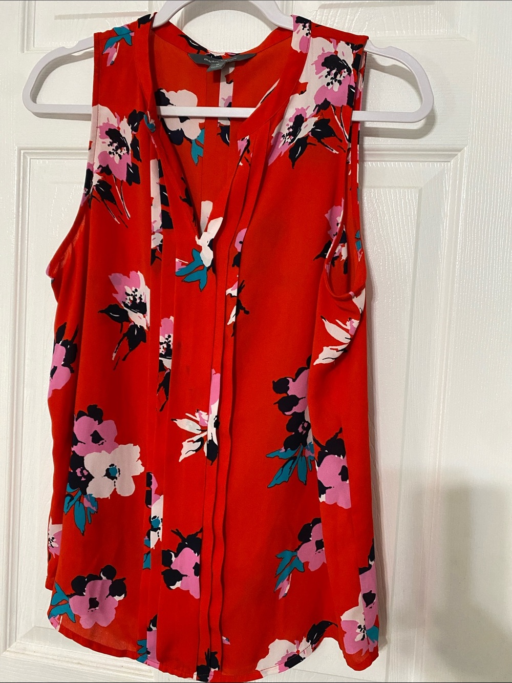 Market & Spruce Red Floral V-Neck Sleeveless Camisole